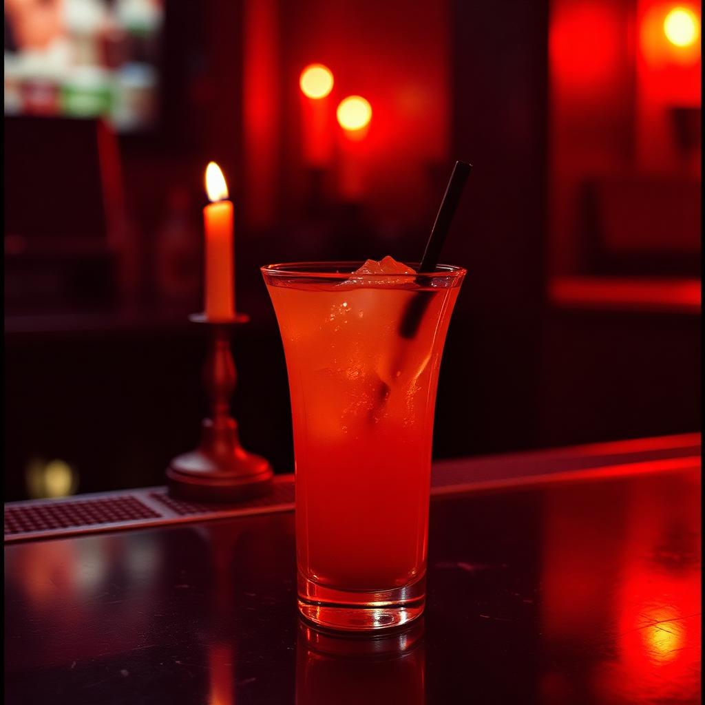 Signature cocktail under warm candlelight